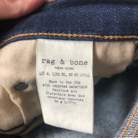 Rag & Bone High Rise Skinny Jean Dark wash Size 25 - Picture 5 of 6